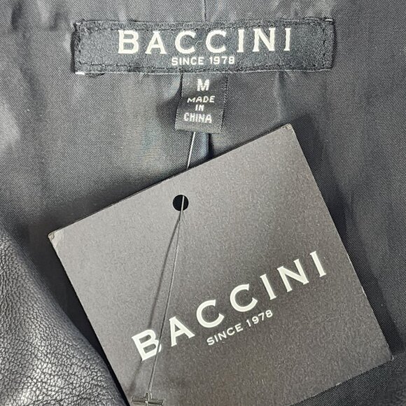 Baccini Faux Leather Jacket Woman's Black Size Medium Full Zip Pockets NWT - Picture 4 of 12